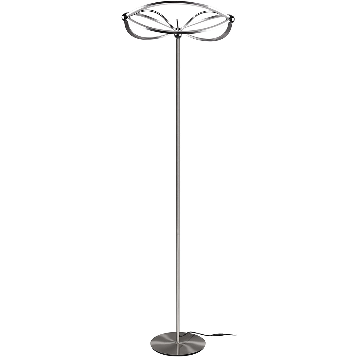 Lampadaire LED - Trion Charis - 31W - Blanc Chaud 3000K - Dimmable - Rond - Mat Nickel - Aluminium