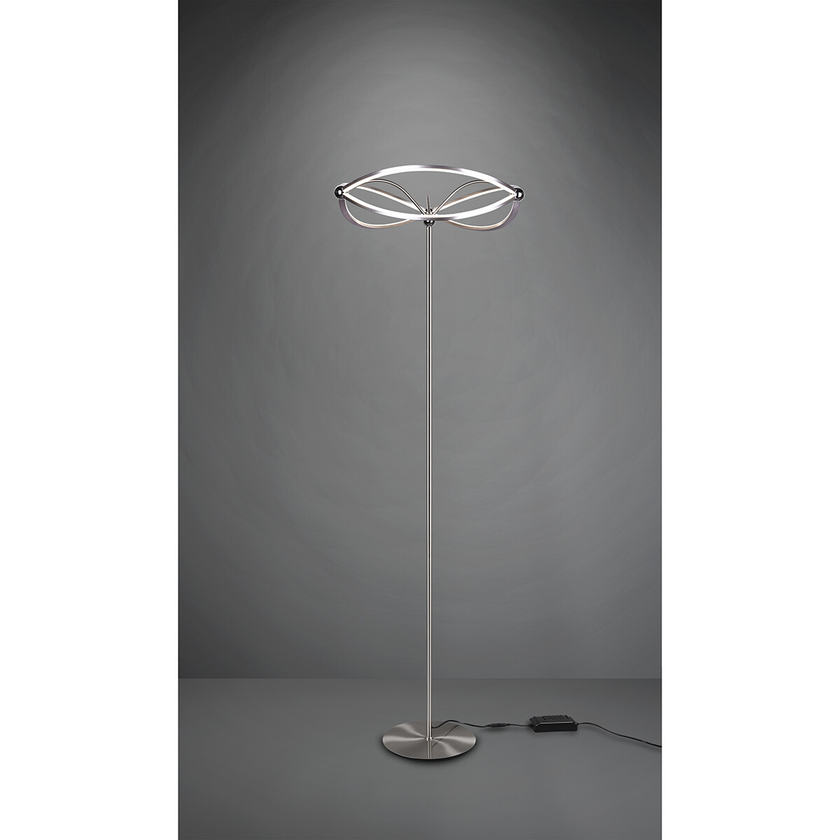 Lampadaire LED - Trion Charis - 31W - Blanc Chaud 3000K - Dimmable - Rond - Mat Nickel - Aluminium