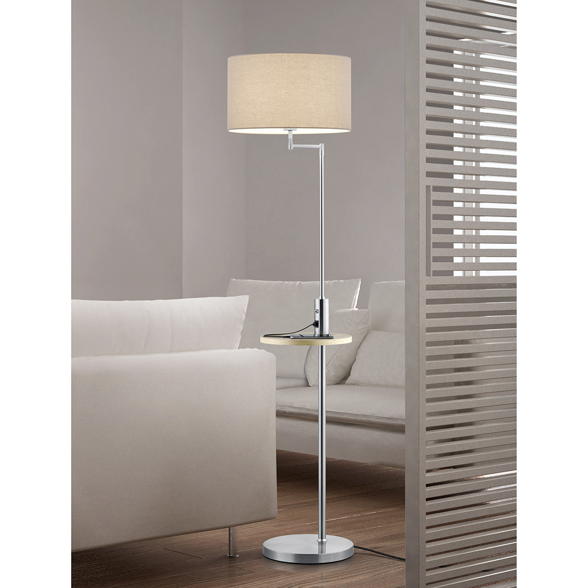 Lampadaire LED - Trion Cliso - Douille E27 - Rond - Mat Nickel - Aluminium