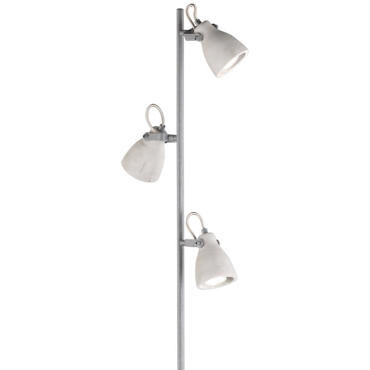 Lampadaire LED - Trion Conry - Douille GU10 - 3-lumières - Rond - Mat Gris Aspect Béton - Aluminium/Béton