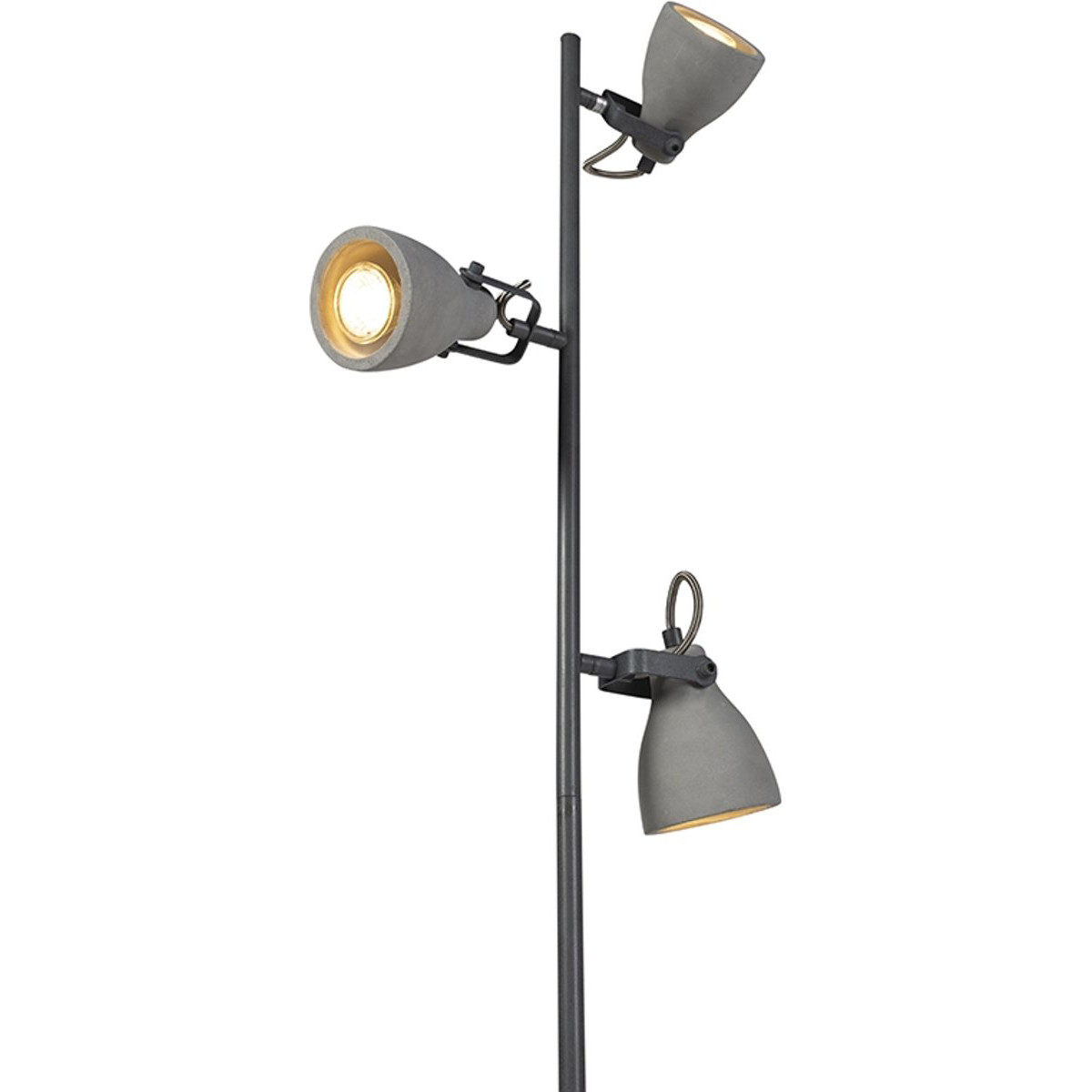 Lampadaire LED - Trion Conry - Douille GU10 - 3-lumières - Rond - Mat Gris Aspect Béton - Aluminium/Béton