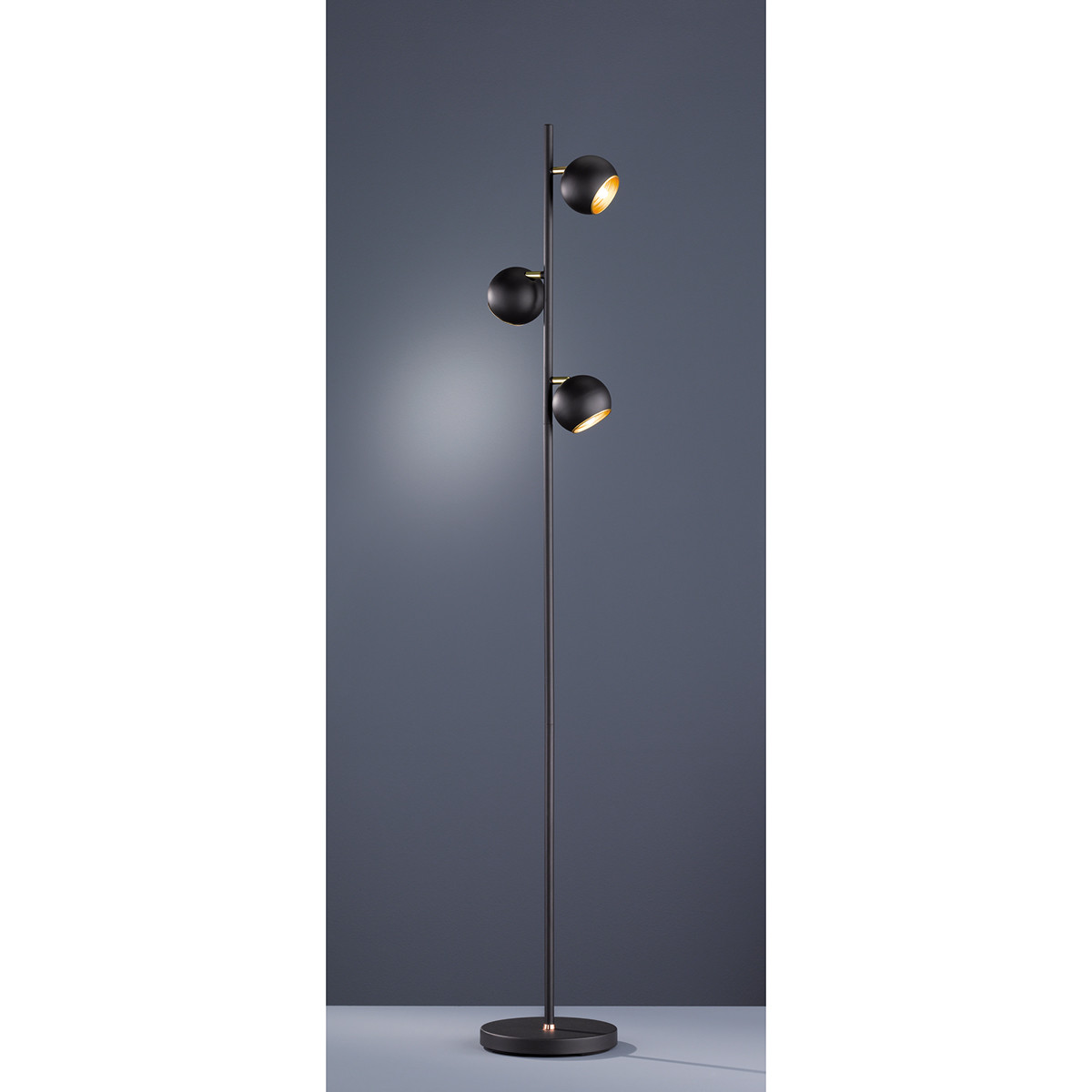 Lampadaire LED - Trion Dakani - Douille G9 - 3-lumières - Rond - Mat Noir - Aluminium