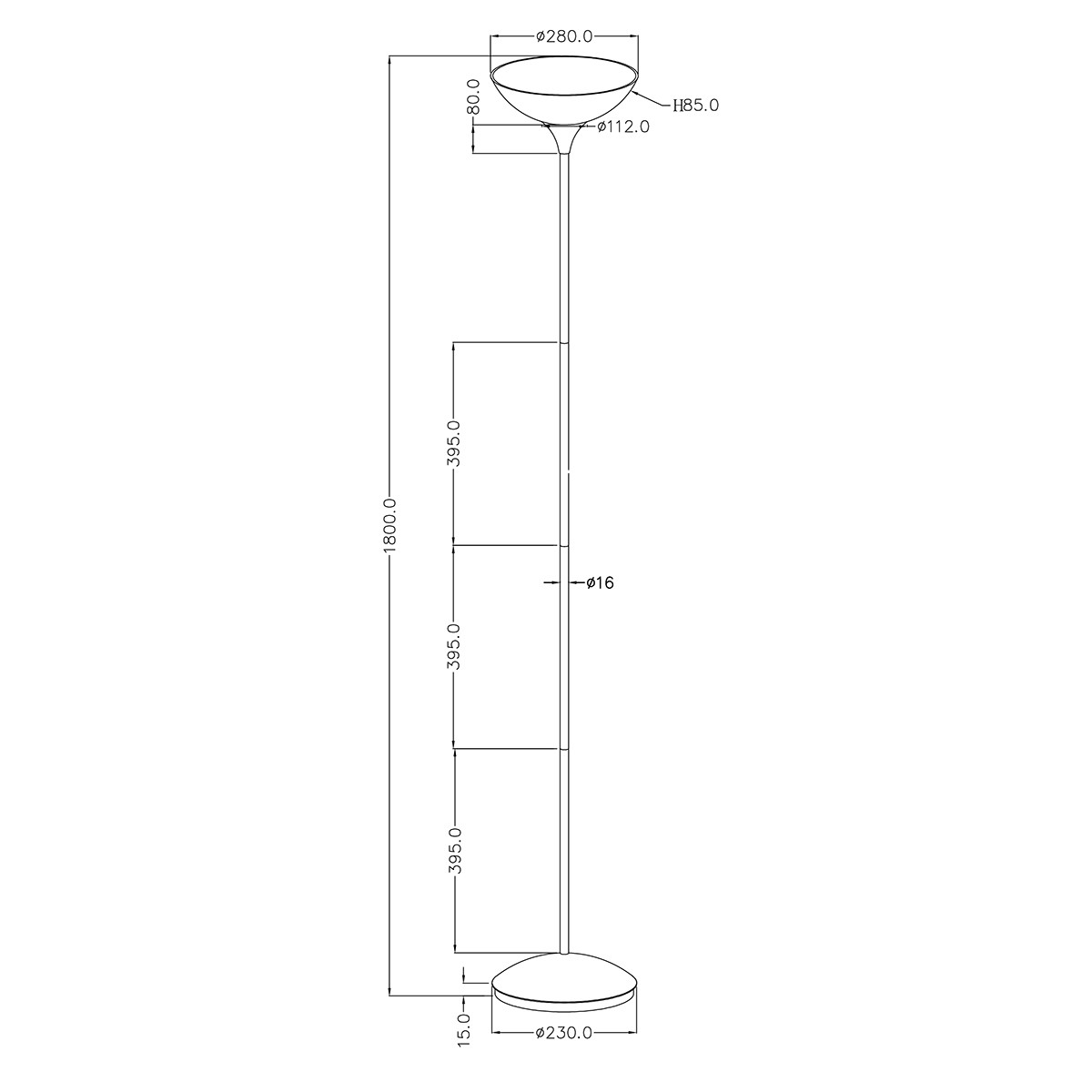 Lampadaire LED - Trion Dozwi - Douille E27 - Rond - Mat Titane - Aluminium