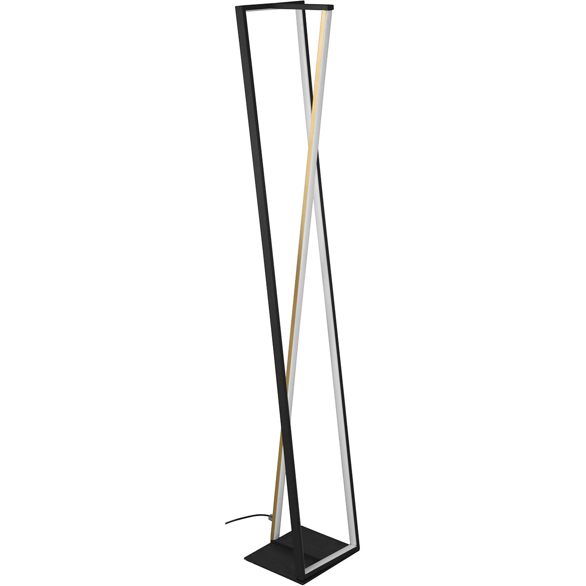 Lampadaire LED - Trion Ediyon - 26W - Couleur de lumière ajustable - Rectangle - Mat Noir - Aluminium