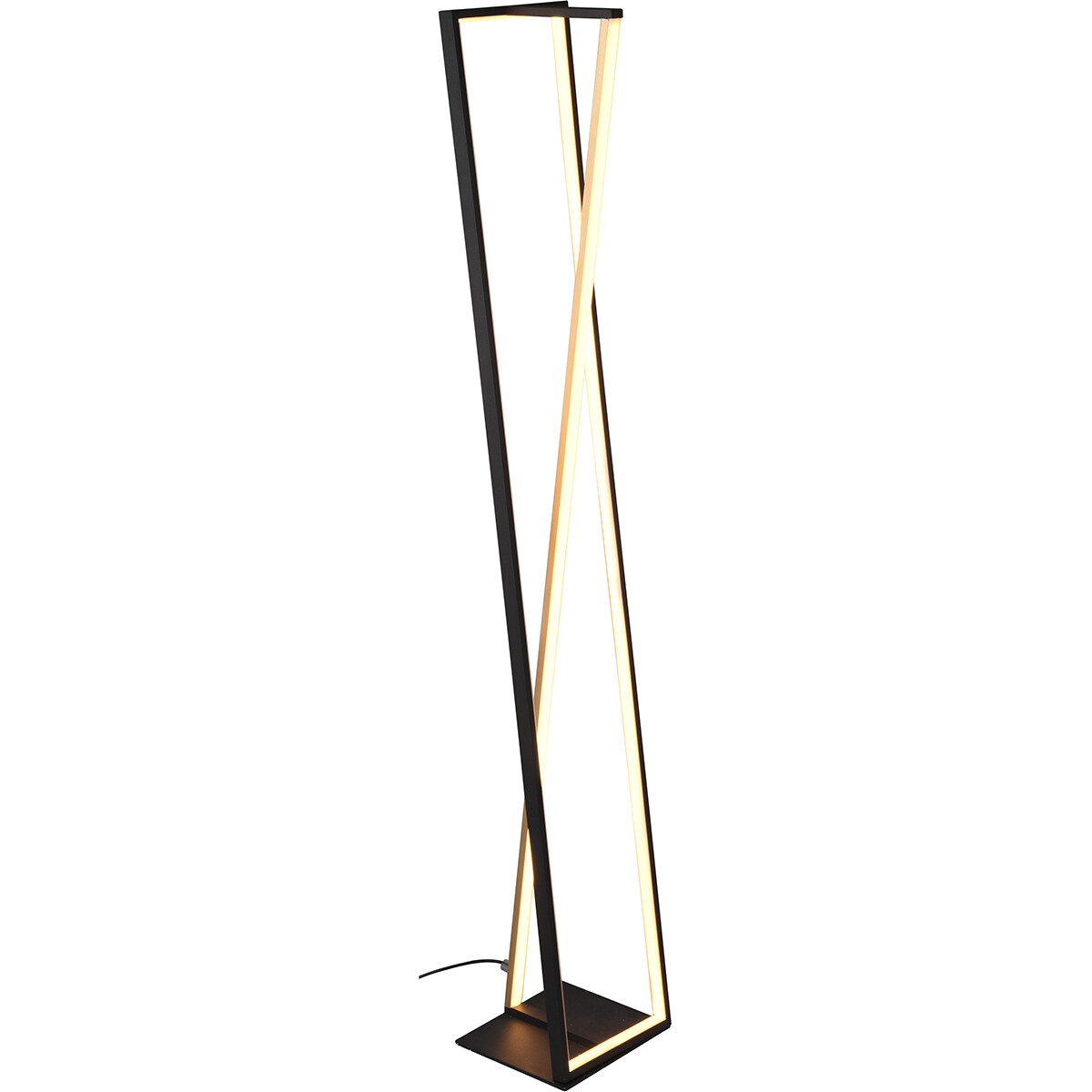 Lampadaire LED - Trion Ediyon - 26W - Couleur de lumière ajustable - Rectangle - Mat Noir - Aluminium