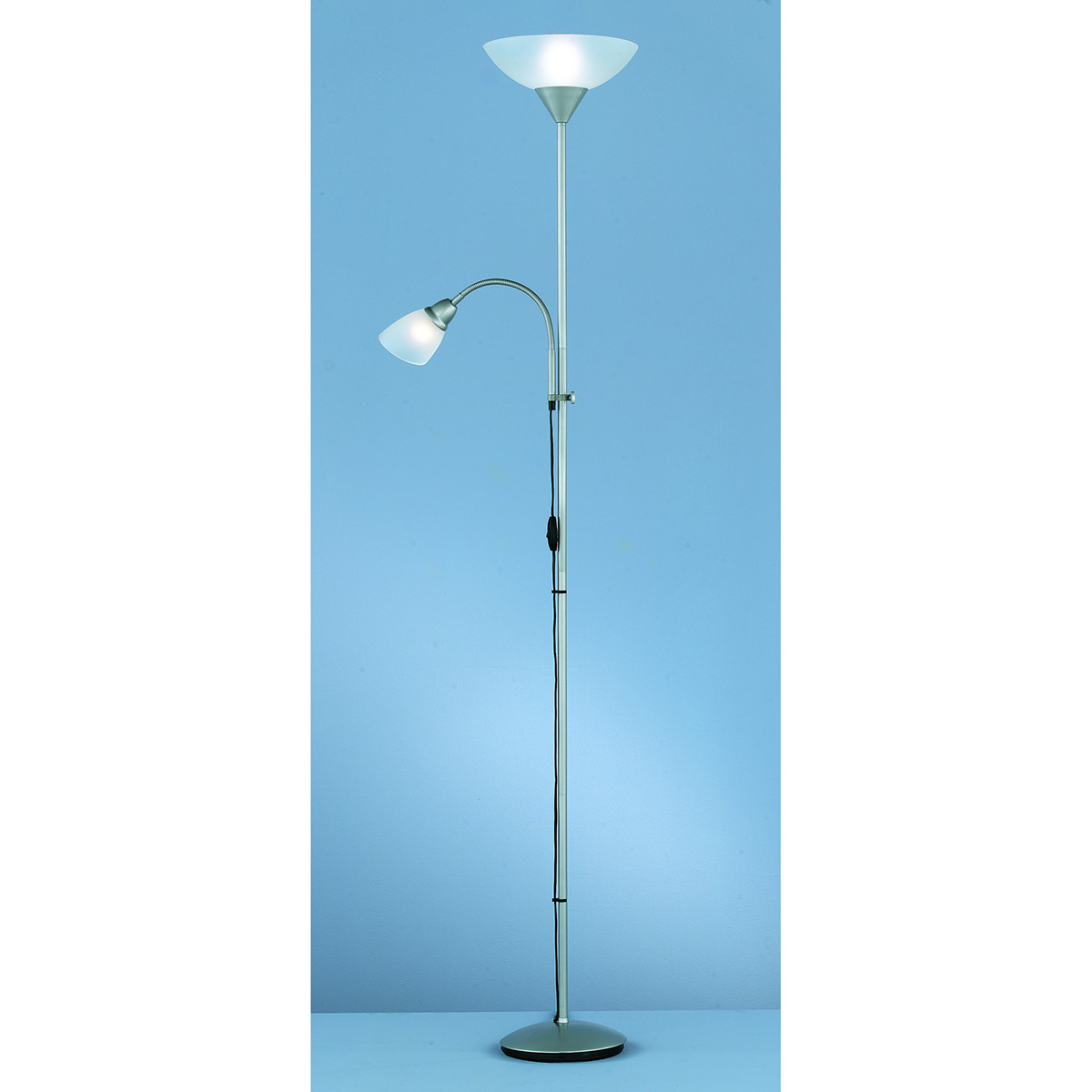 Lampadaire LED - Trion Erza - Douille E27 - Rond - Mat Titane - Aluminium