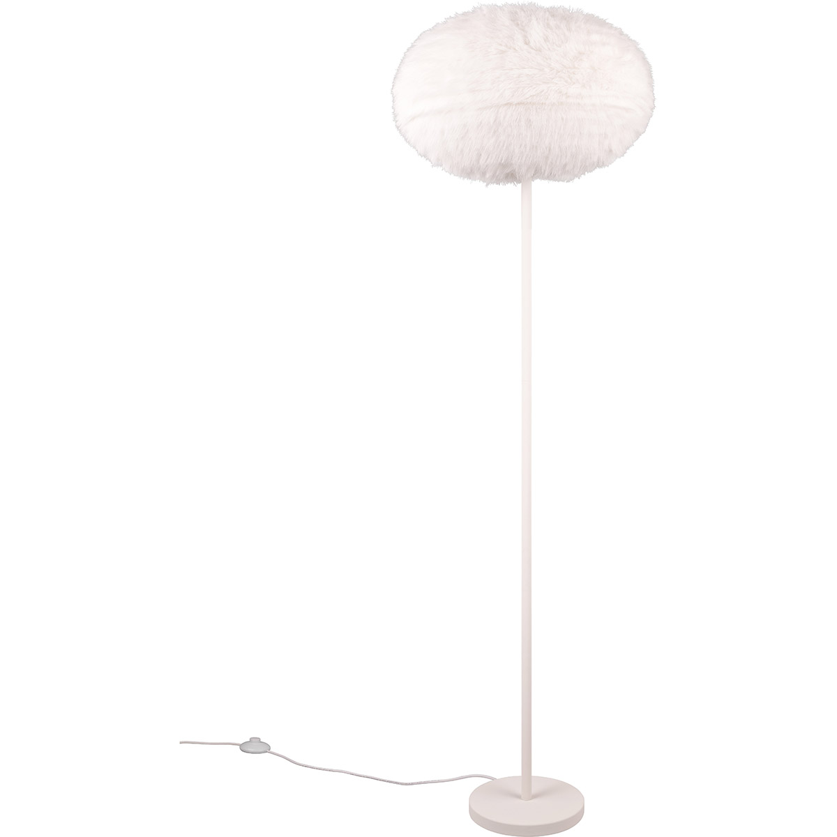 LED Lampadaire - Trion Fluffy - Douille E27 - Rond - Taupe - Peluche Synthétique