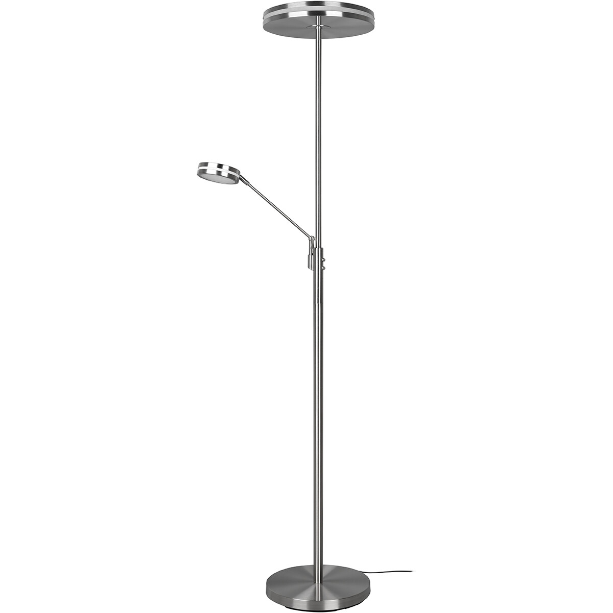 Lampadaire LED - Trion Franco - 41.5W - Couleur de lumière ajustable - Dimmable - Rond - Mat Nickel - Aluminium