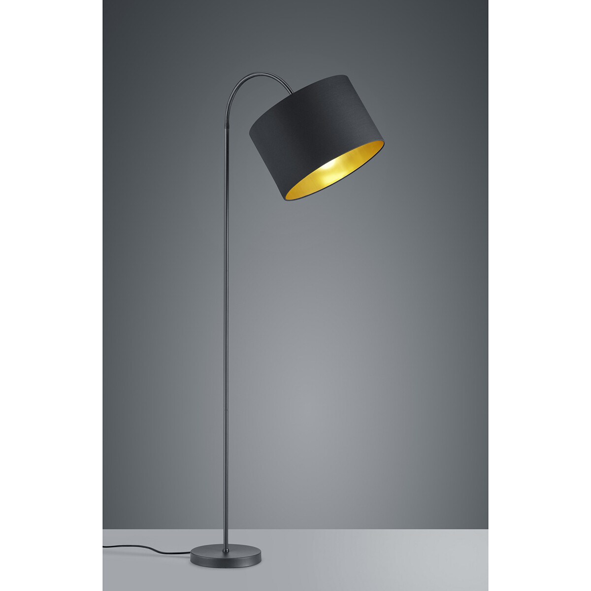 Lampadaire LED - Trion Hostons - Douille E27 - Rond - Flexible - Mat Noir - Aluminium