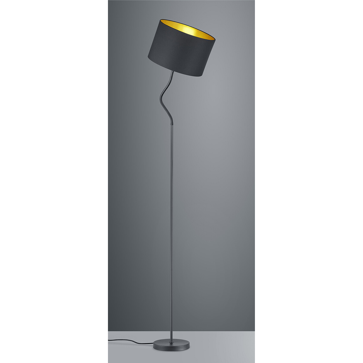 Lampadaire LED - Trion Hostons - Douille E27 - Rond - Flexible - Mat Noir - Aluminium