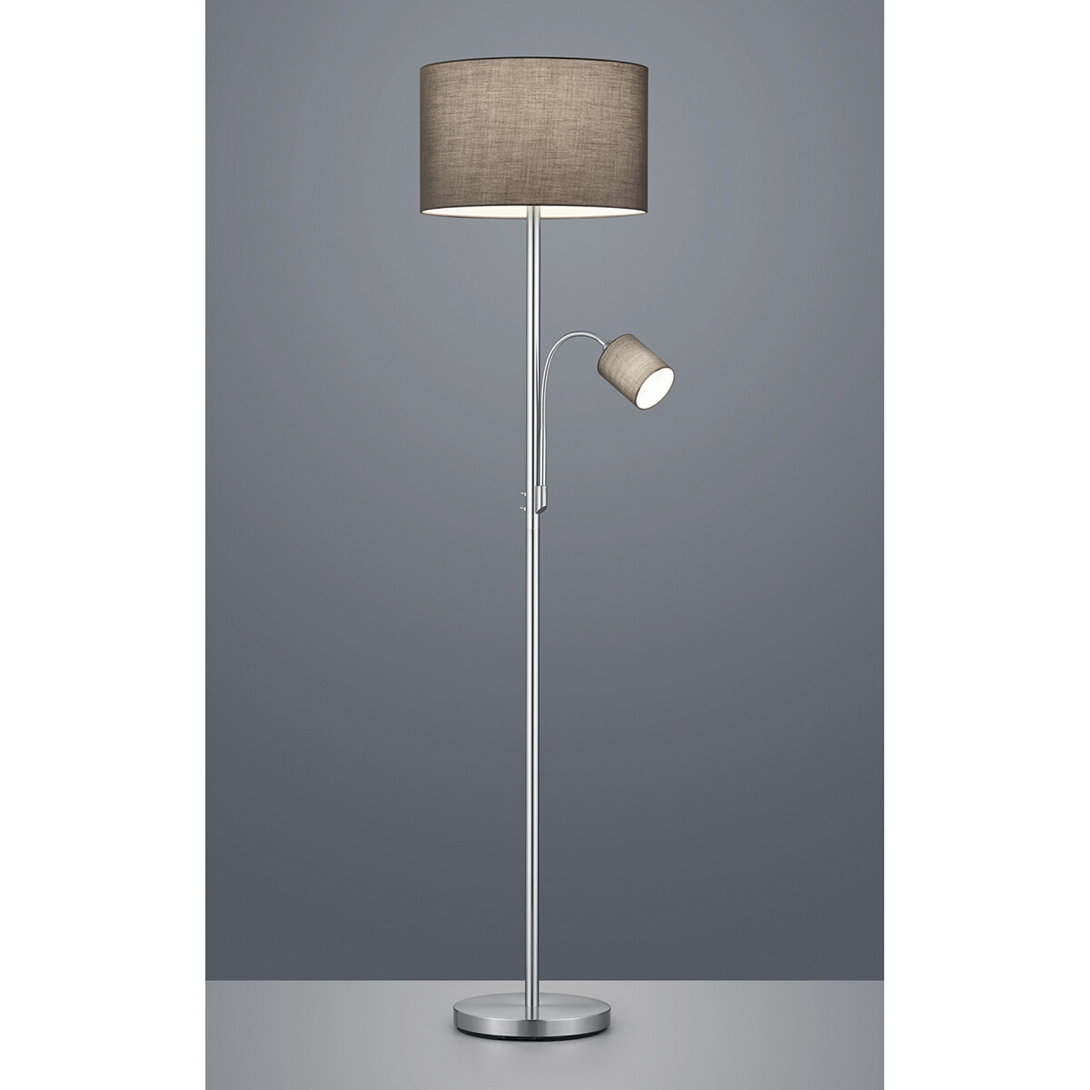 Lampadaire LED - Trion Hotia - Douille E14 - Rond - Mat Gris - Aluminium