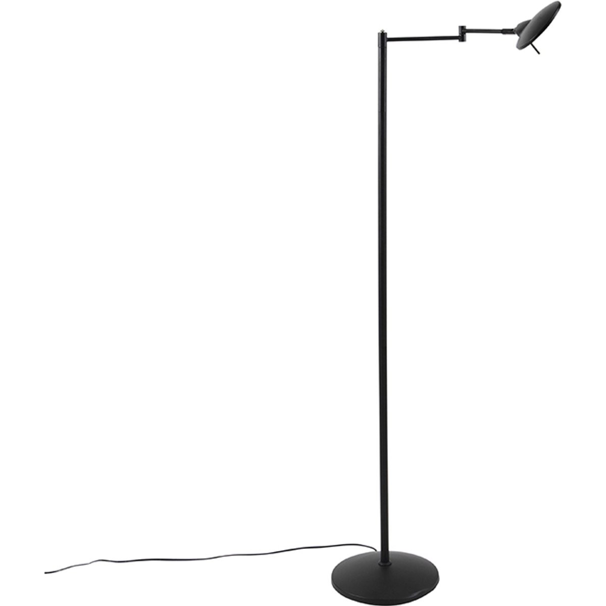 Lampadaire LED - Trion Kazin - 8W - Blanc Chaud 3000K - Dimmable - Rond - Mat Noir - Aluminium