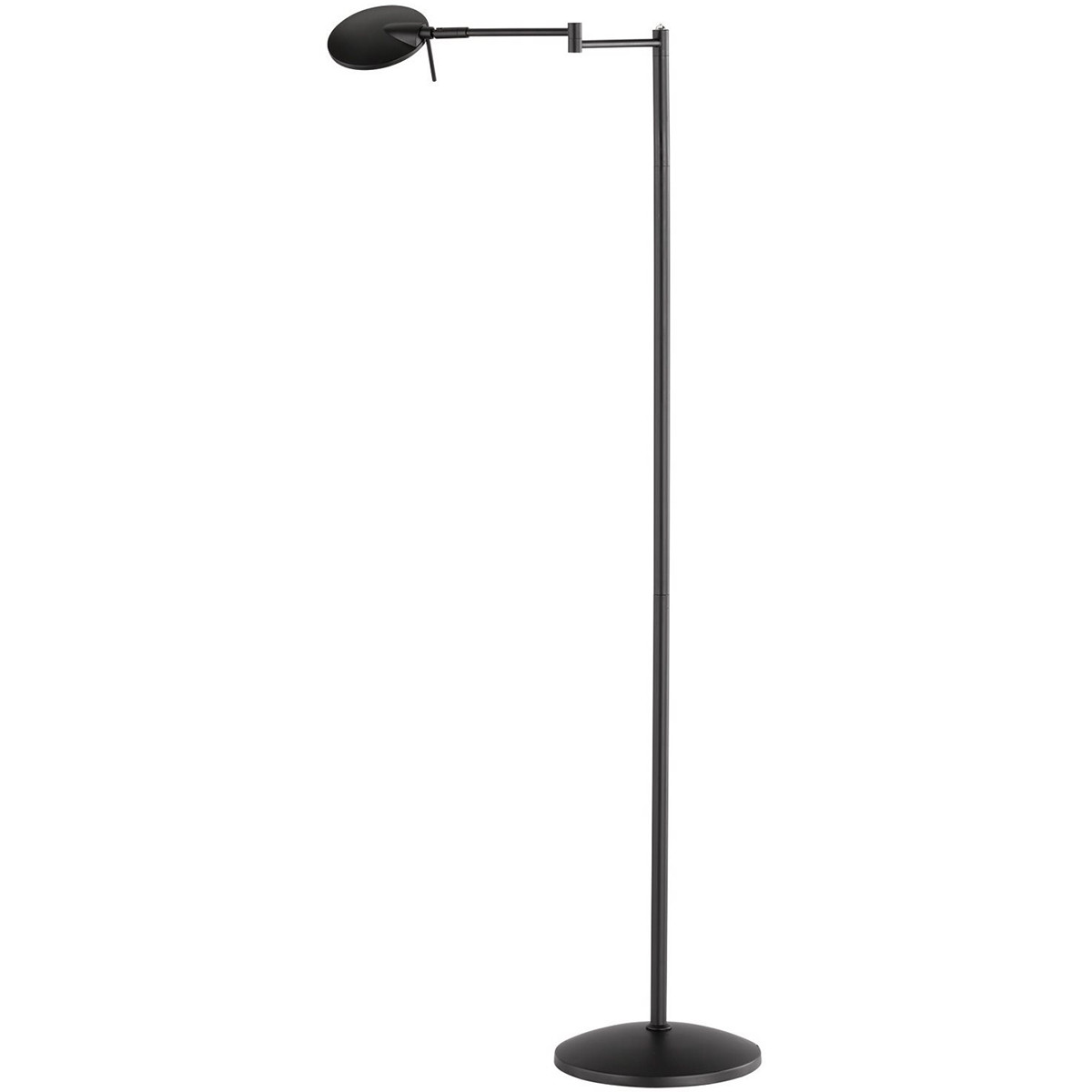 Lampadaire LED - Trion Kazin - 8W - Blanc Chaud 3000K - Dimmable - Rond - Mat Noir - Aluminium