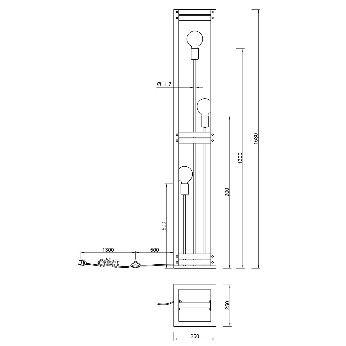 Lampadaire LED - Trion Khon - Douille E27 - Rectangle - Mat Nickel - Aluminium