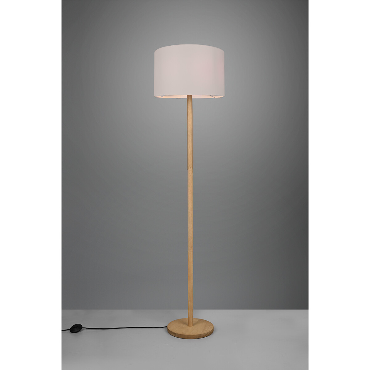 Lampadaire LED - Trion Kiblon - Douille E27 - Rond - Mat Brun - Bois