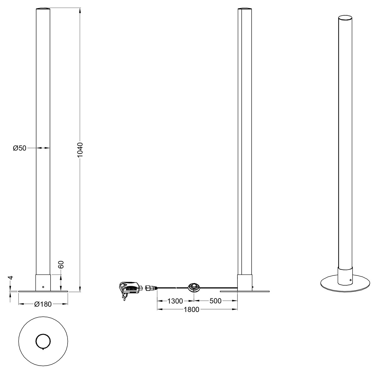 Lampadaire LED - Trion Lagia - 10W - Blanc Chaud 3000K - RGBW - Télécommande - Dimmable - Rond - Mat Chrome - Aluminium