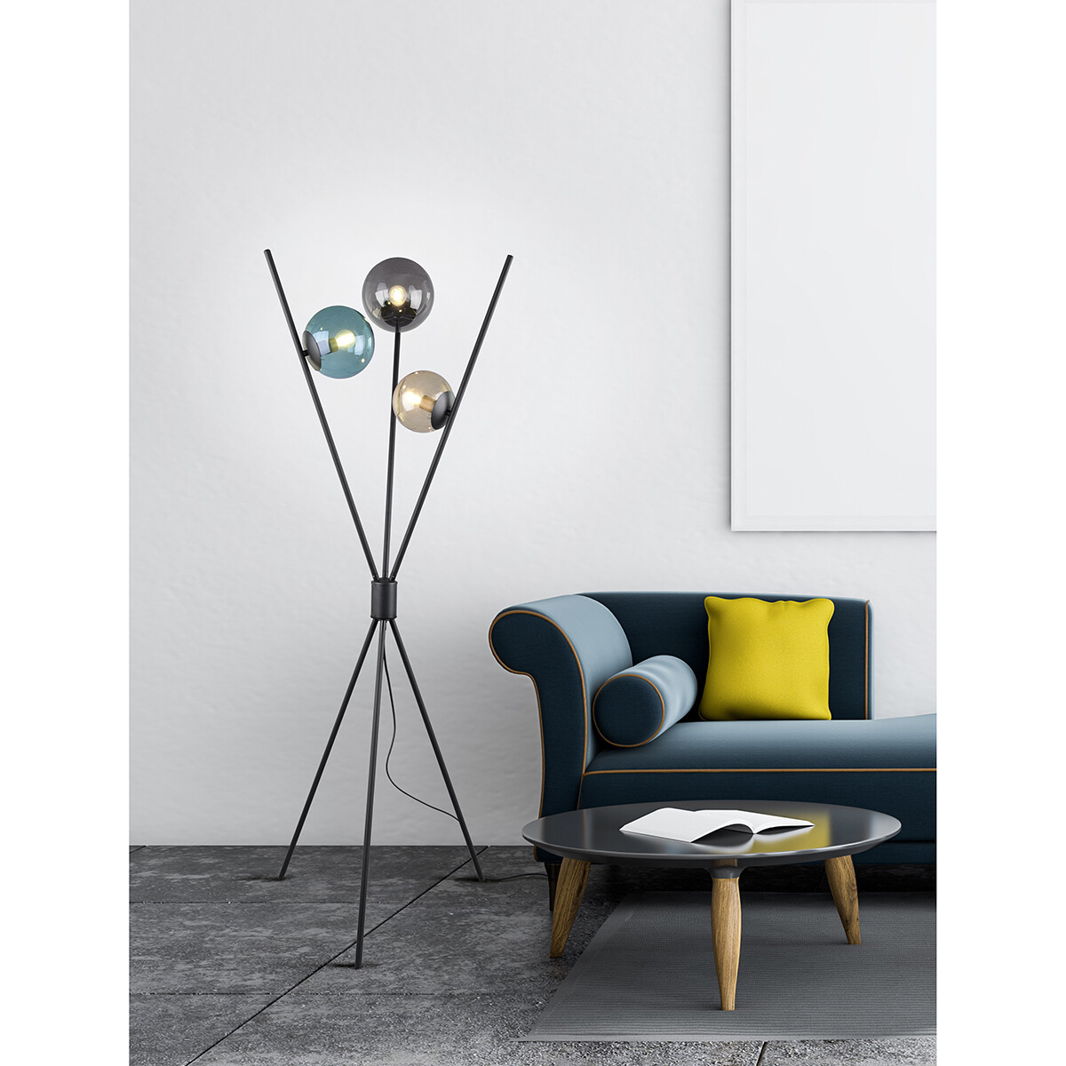 Lampadaire LED - Trion Lancia - Douille E14 - 3-lumières - Rond - Multicolore - Aluminium