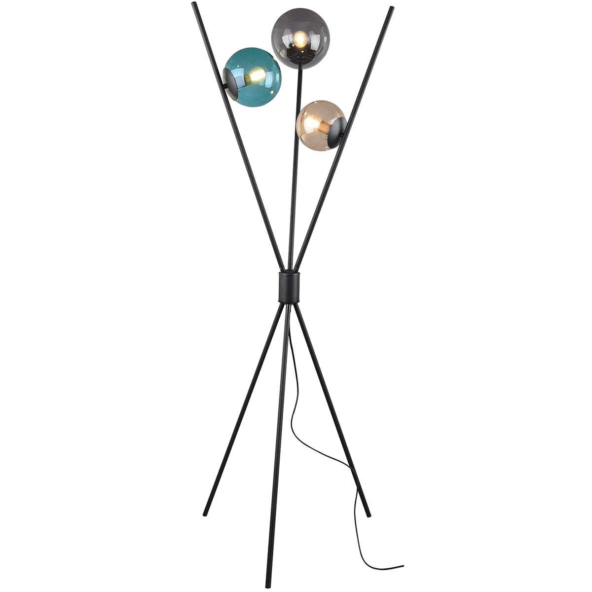 Lampadaire LED - Trion Lancia - Douille E14 - 3-lumières - Rond - Multicolore - Aluminium