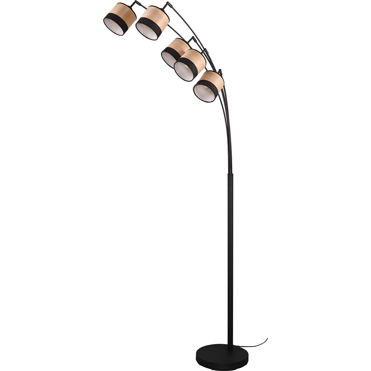 LED Lampadaire - Trion Lazo - Douille E14 - 5-lumières - Rond - Noir Mat - Métal