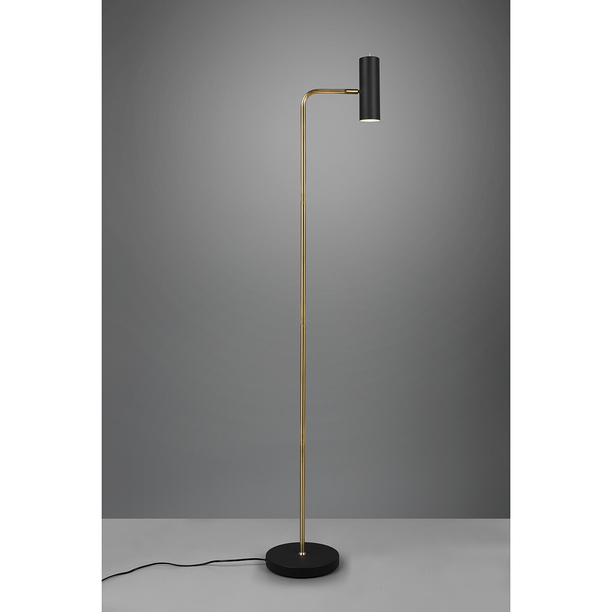 Lampadaire LED - Trion Milona - Douille GU10 - 1-lumière - Rond - Mat Noir/Or - Aluminium