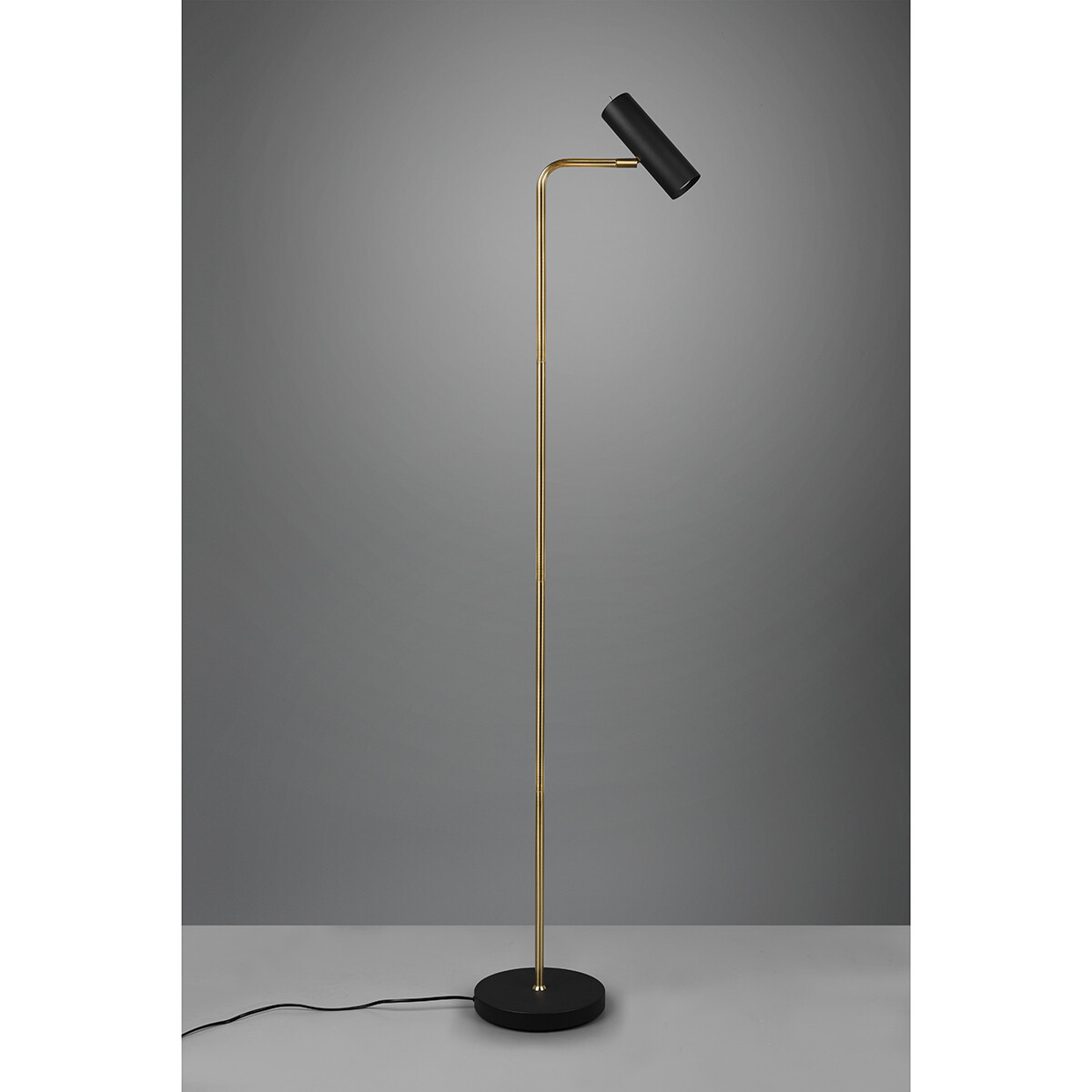 Lampadaire LED - Trion Milona - Douille GU10 - 1-lumière - Rond - Mat Noir/Or - Aluminium