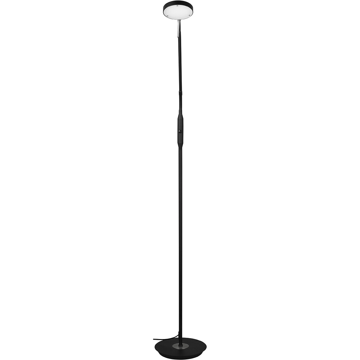 Lampadaire LED - Trion Monzino - 12W - Couleur de lumière ajustable - Dimmable - Rond - Mat Noir - Aluminium