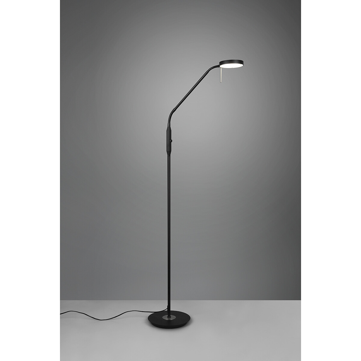 Lampadaire LED - Trion Monzino - 12W - Couleur de lumière ajustable - Dimmable - Rond - Mat Noir - Aluminium