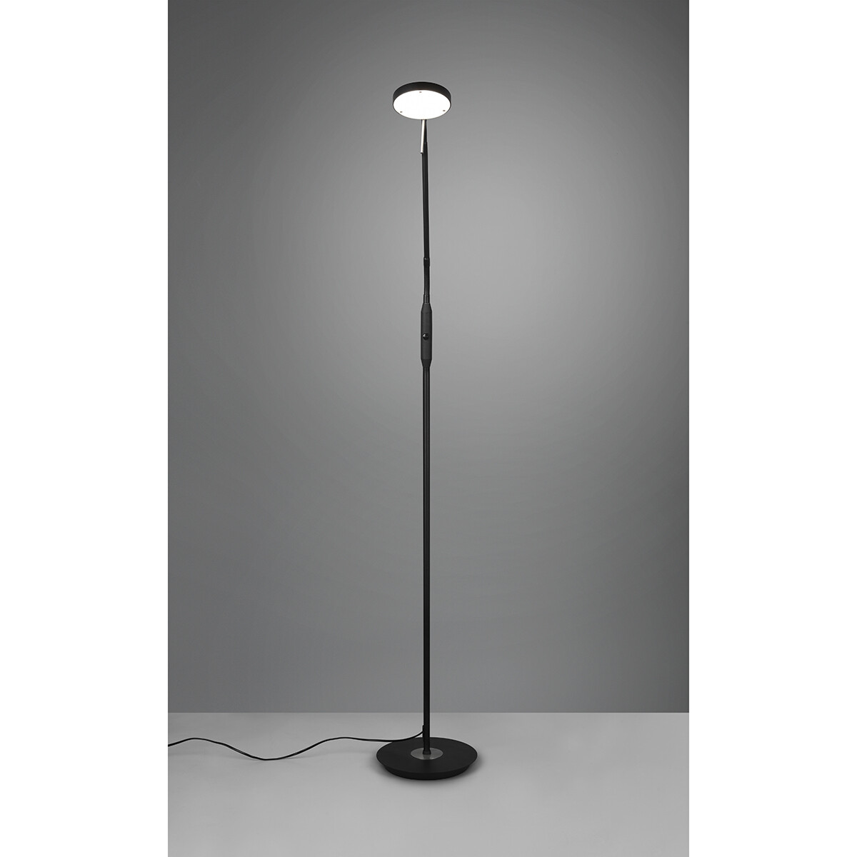 Lampadaire LED - Trion Monzino - 12W - Couleur de lumière ajustable - Dimmable - Rond - Mat Noir - Aluminium