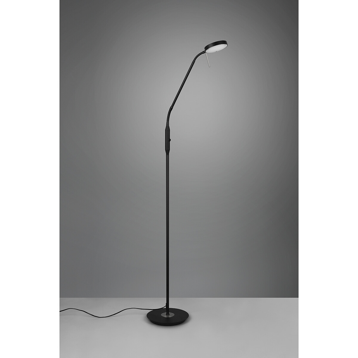 Lampadaire LED - Trion Monzino - 12W - Couleur de lumière ajustable - Dimmable - Rond - Mat Noir - Aluminium