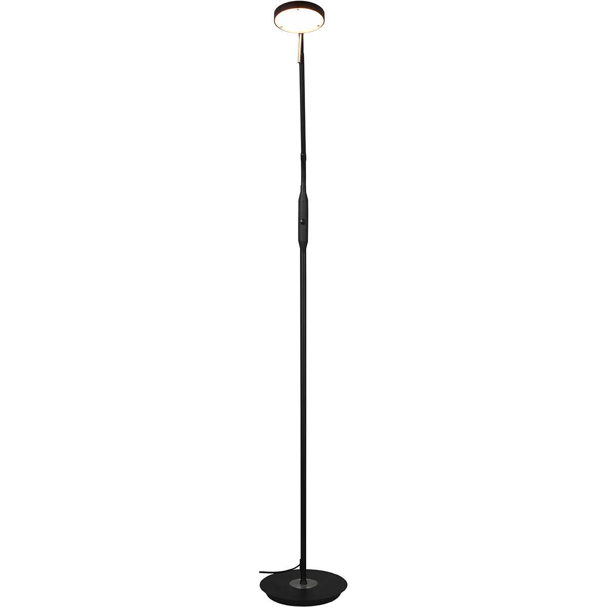 Lampadaire LED - Trion Monzino - 12W - Couleur de lumière ajustable - Dimmable - Rond - Mat Noir - Aluminium