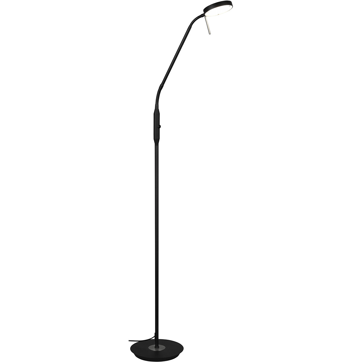 Lampadaire LED - Trion Monzino - 12W - Couleur de lumière ajustable - Dimmable - Rond - Mat Noir - Aluminium