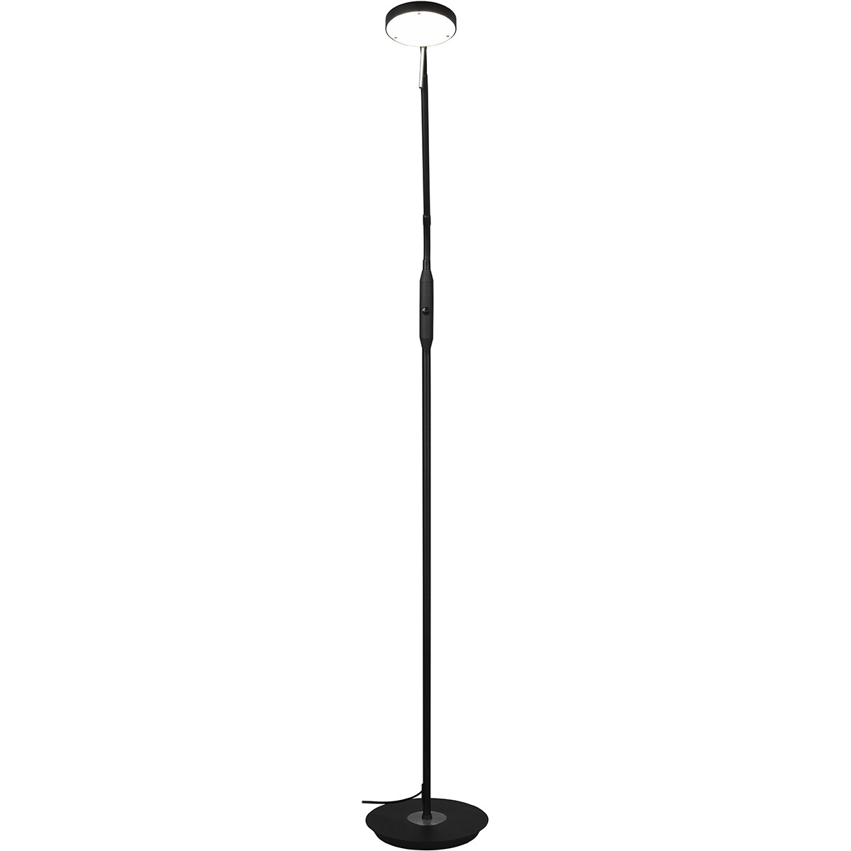 Lampadaire LED - Trion Monzino - 12W - Couleur de lumière ajustable - Dimmable - Rond - Mat Noir - Aluminium