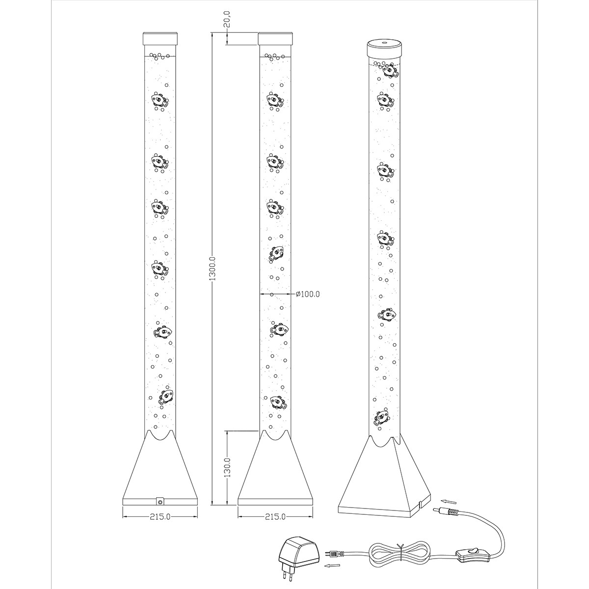 Lampadaire LED - Trion Moty - 3W - RGB - 1-lumière - Rond - Mat Titane - Plastique