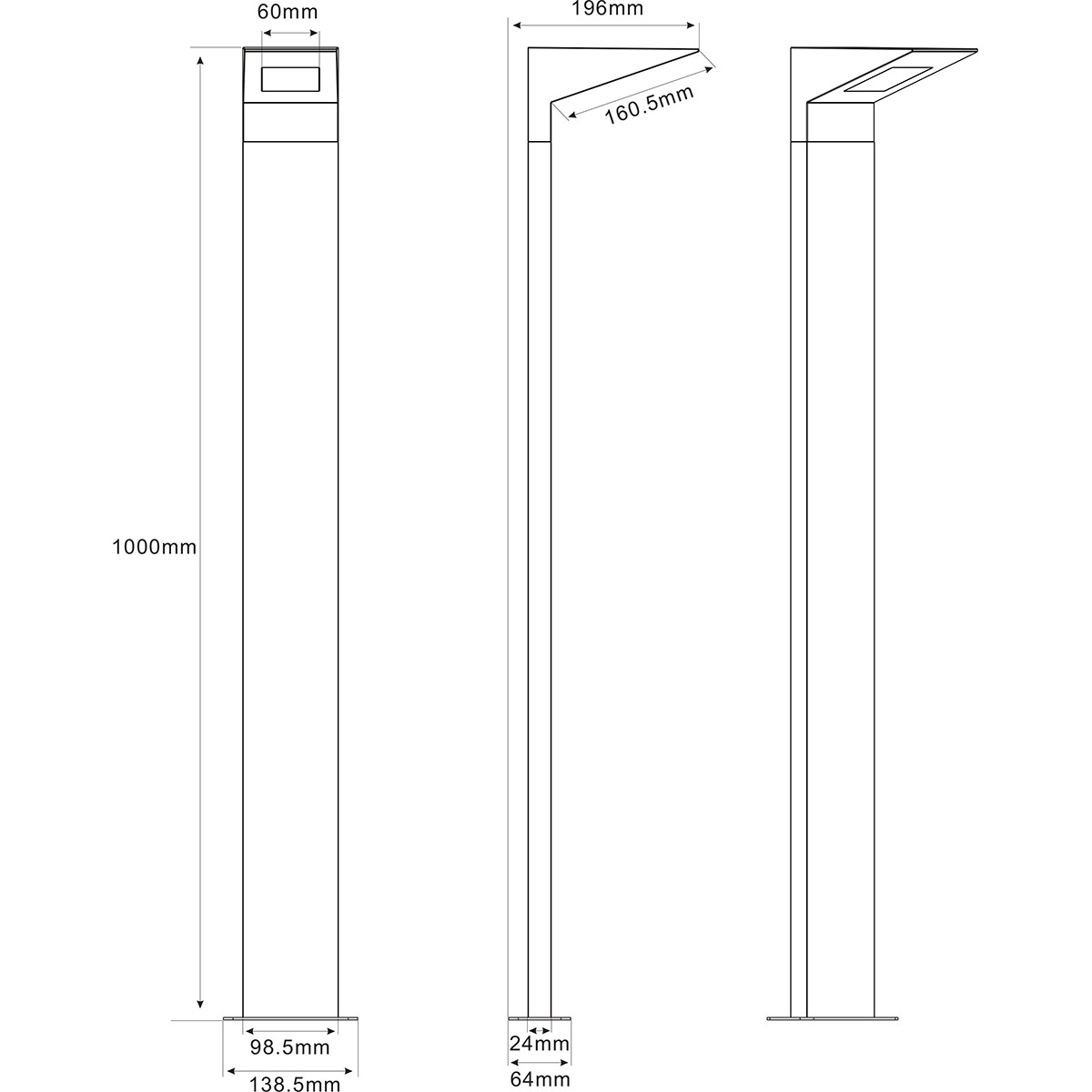 Éclairage de Jardin LED - Lampe de sol - Trion Nilsona XL - 8W - Blanc Chaud 3000K - Rectangle - Mat Anthracite - Aluminium