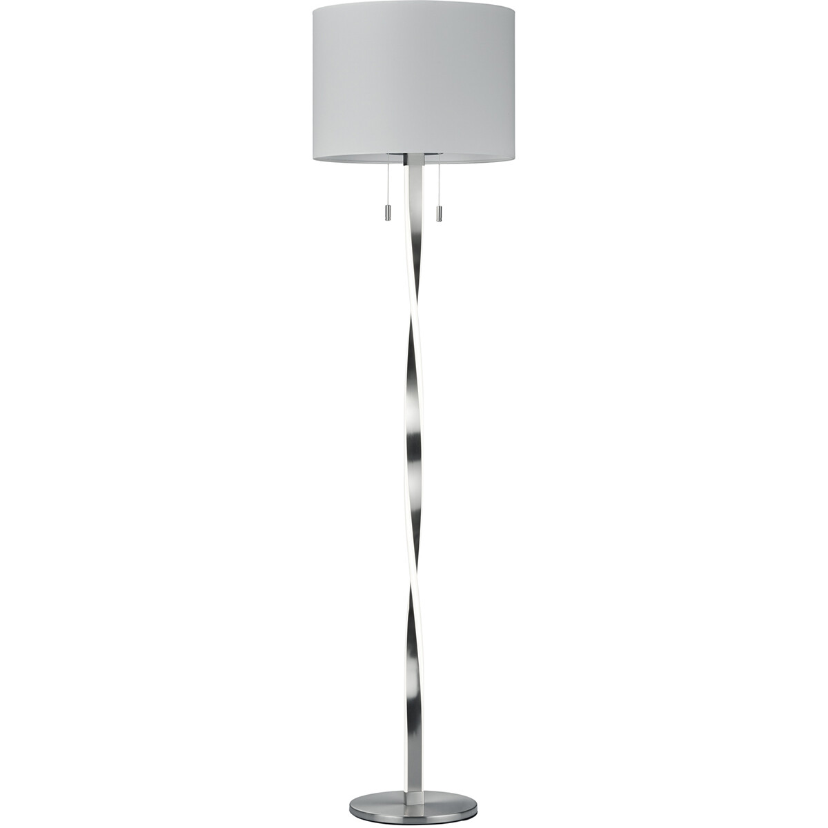 Lampadaire LED - Trion Ninda - Douille E27 - 14W - Blanc Chaud 3000K - Rond - Mat Nickel - Aluminium