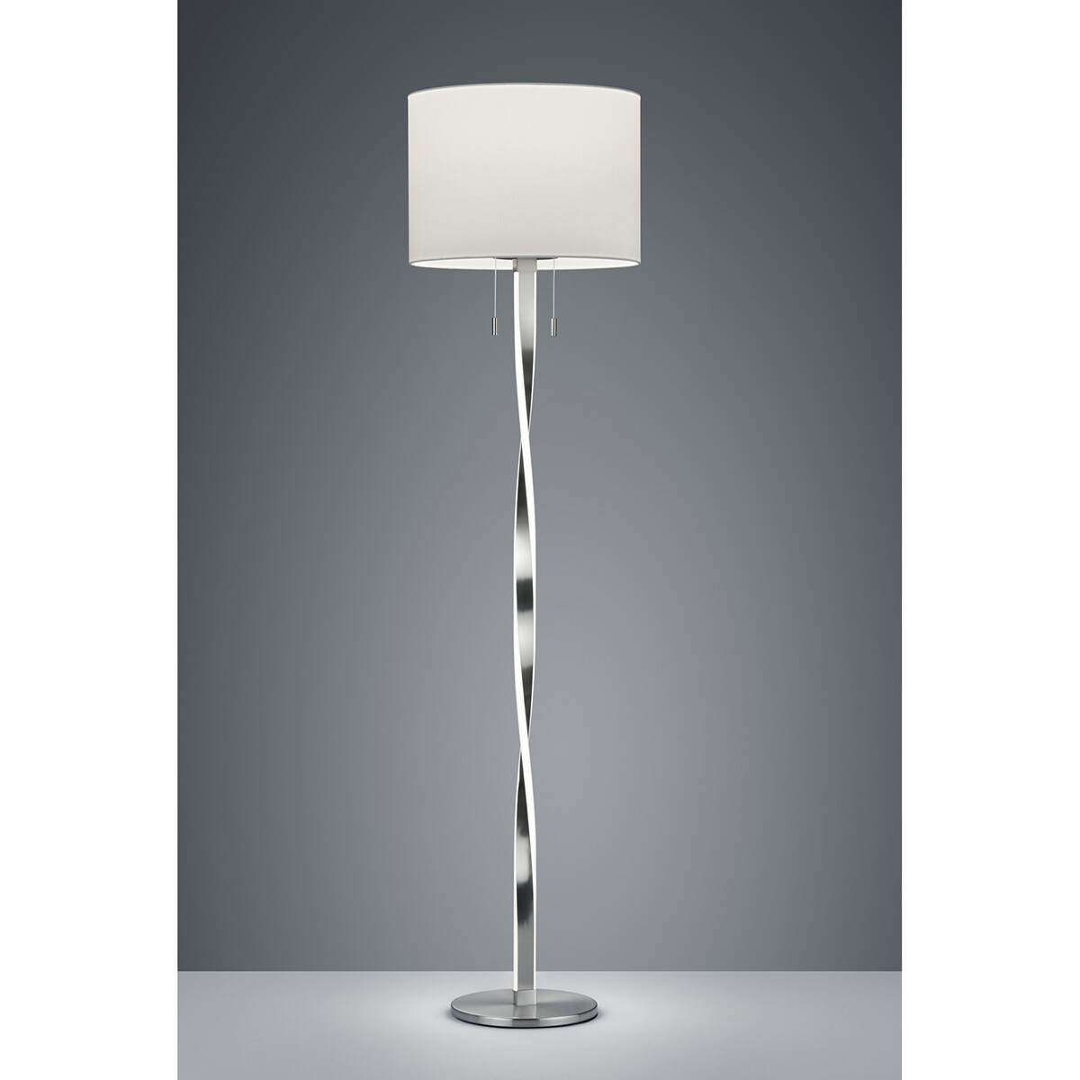 Lampadaire LED - Trion Ninda - Douille E27 - 14W - Blanc Chaud 3000K - Rond - Mat Nickel - Aluminium