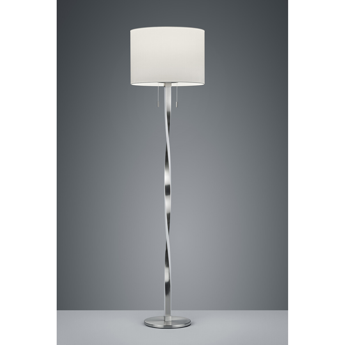 Lampadaire LED - Trion Ninda - Douille E27 - 14W - Blanc Chaud 3000K - Rond - Mat Nickel - Aluminium