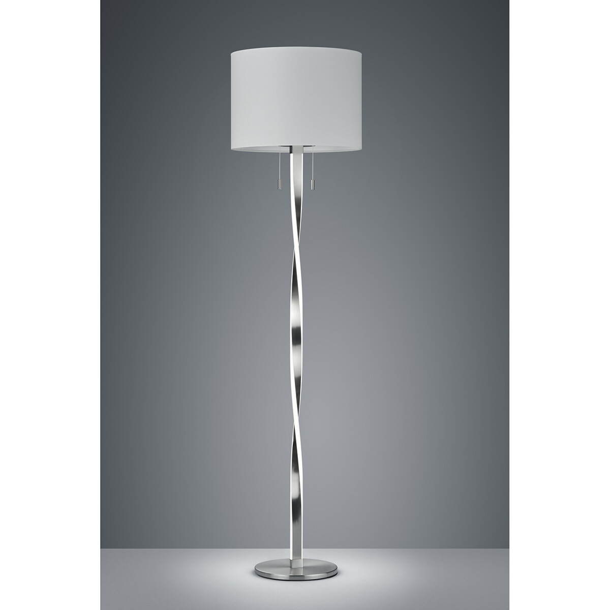 Lampadaire LED - Trion Ninda - Douille E27 - 14W - Blanc Chaud 3000K - Rond - Mat Nickel - Aluminium