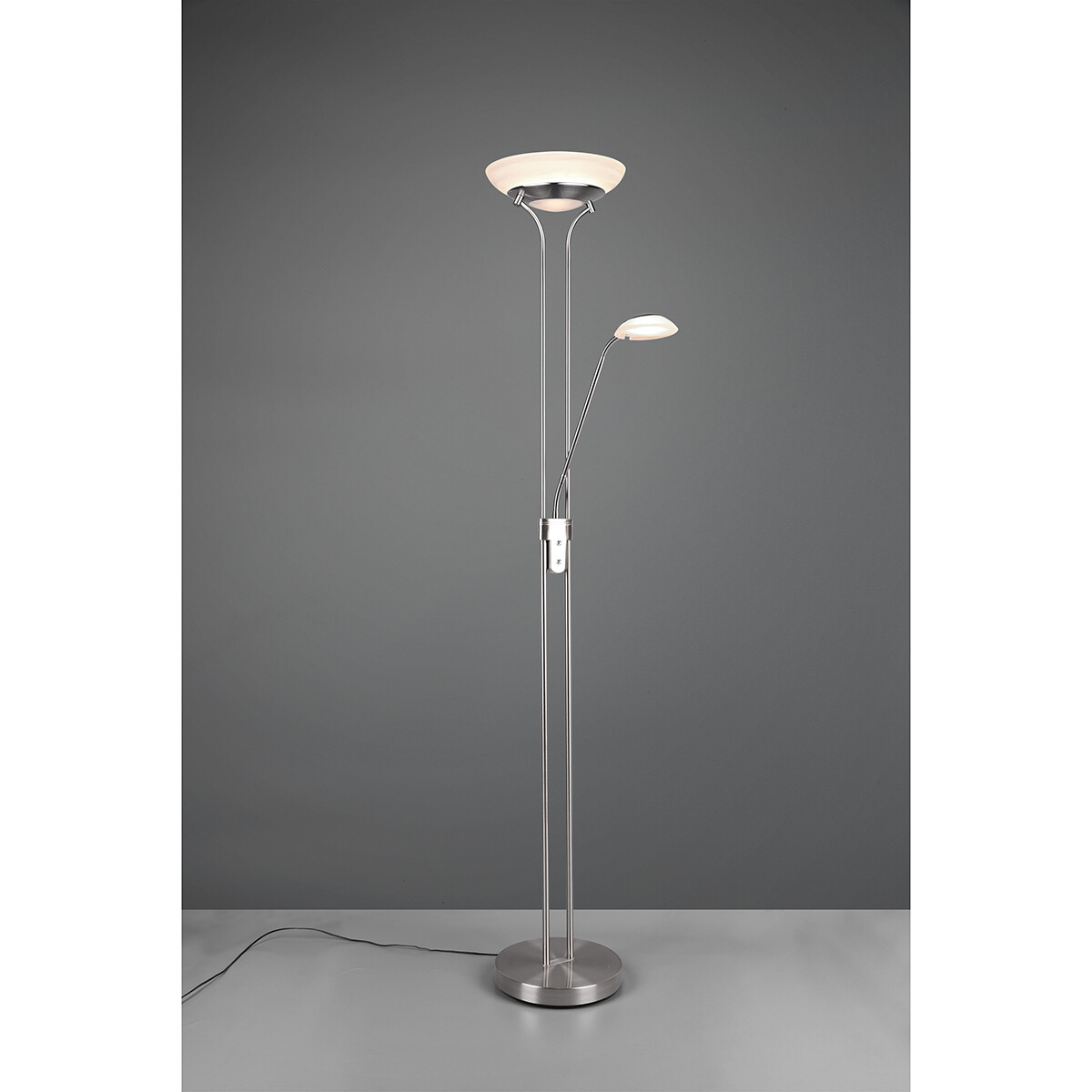 Lampadaire LED - Trion Orsan - 31W - Blanc Chaud 3000K - Dimmable - Rond - Mat Nickel - Aluminium