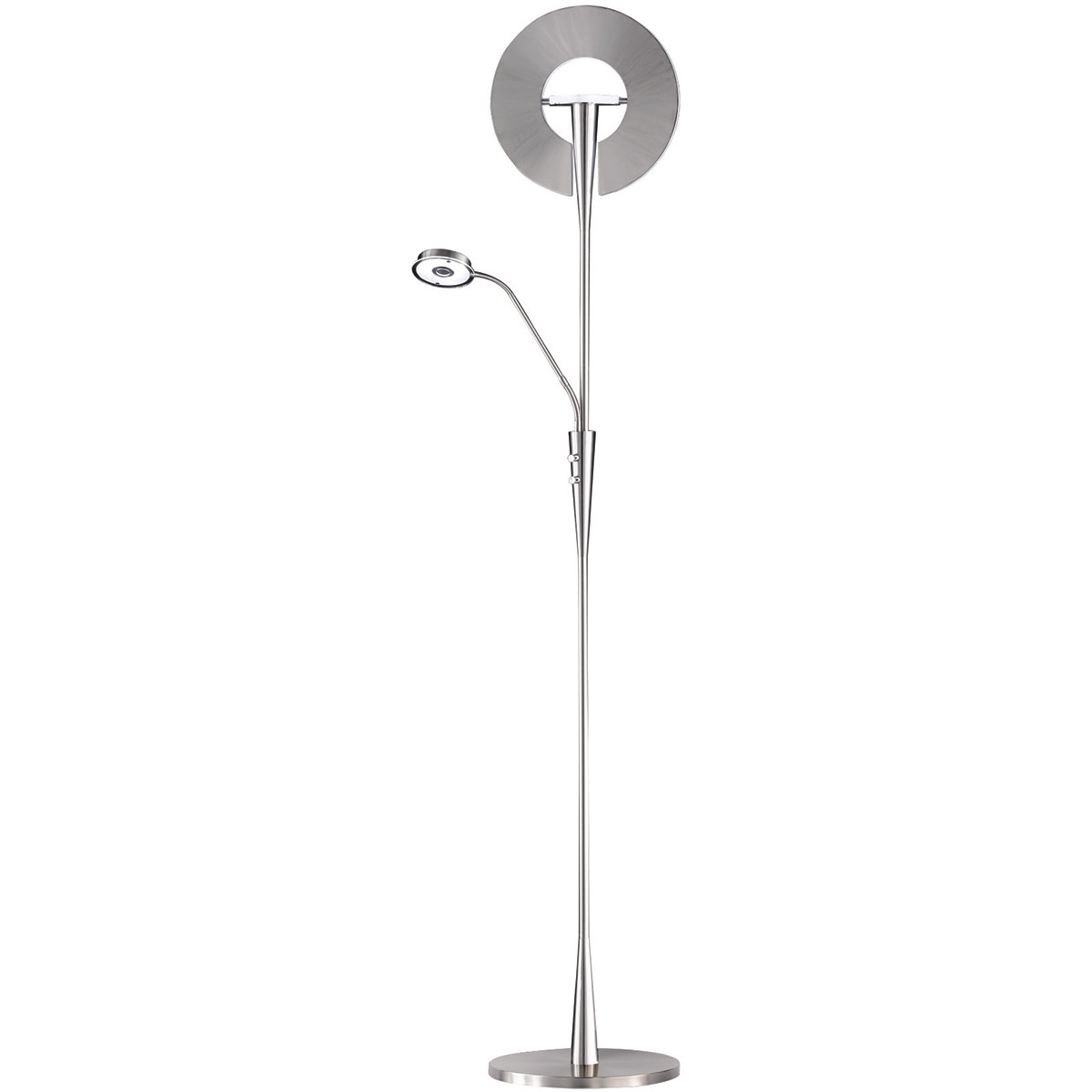 Lampadaire LED - Trion Qubico - 34W + 5W - Couleur de lumière ajustable - 2-lumières - Dimmable - Rond - Mat Or - Aluminium