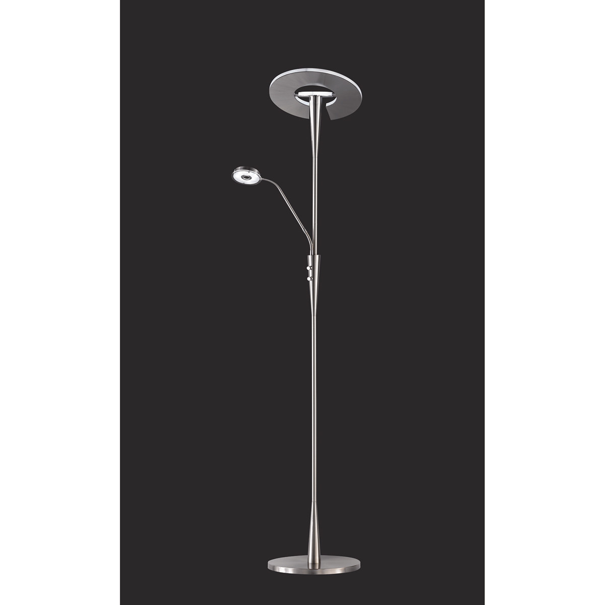 Lampadaire LED - Trion Qubico - 34W + 5W - Couleur de lumière ajustable - 2-lumières - Dimmable - Rond - Mat Or - Aluminium