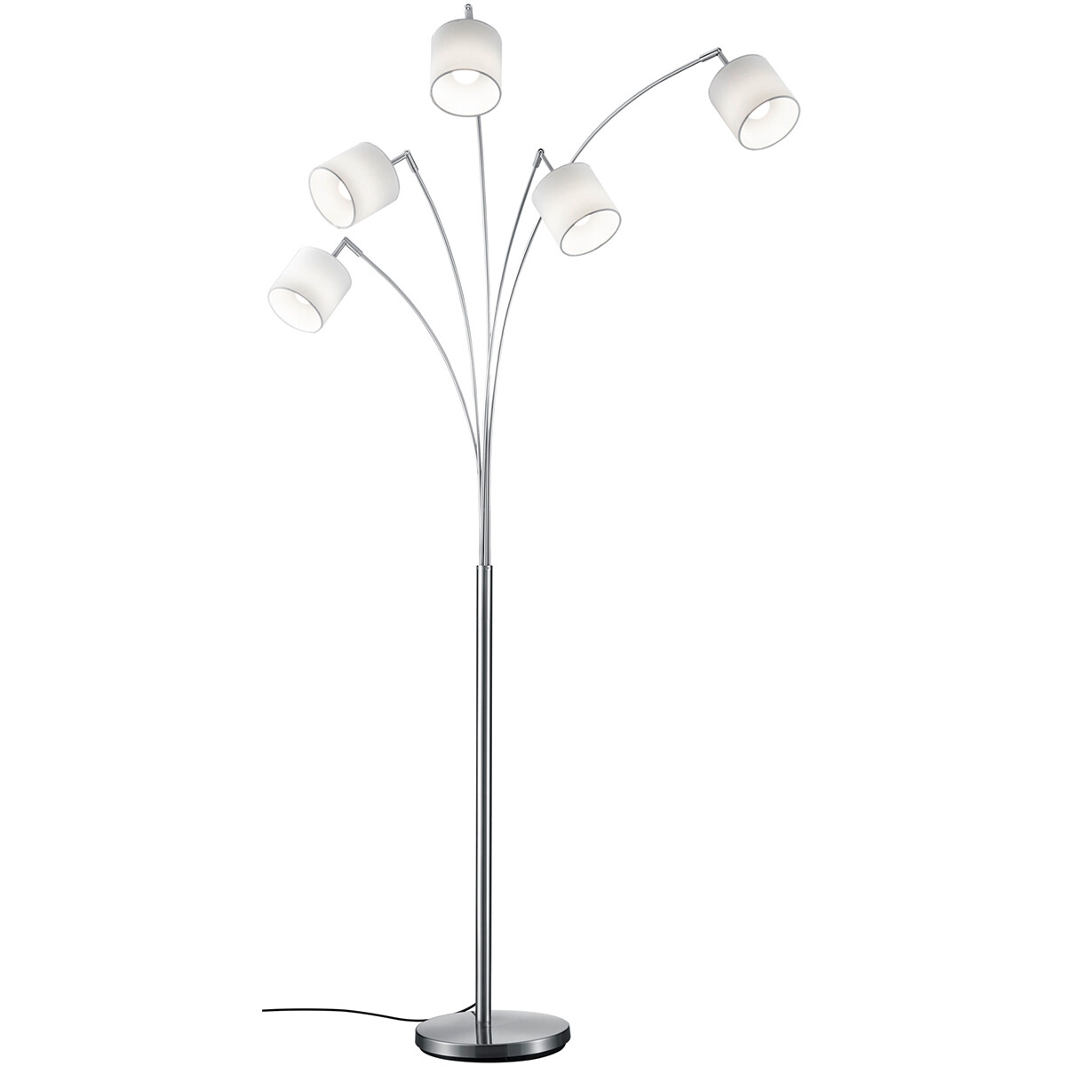 Lampadaire LED - Trion Torry - Douille E14 - 5-lumières - Rond - Mat Nickel - Aluminium - Max. 28W