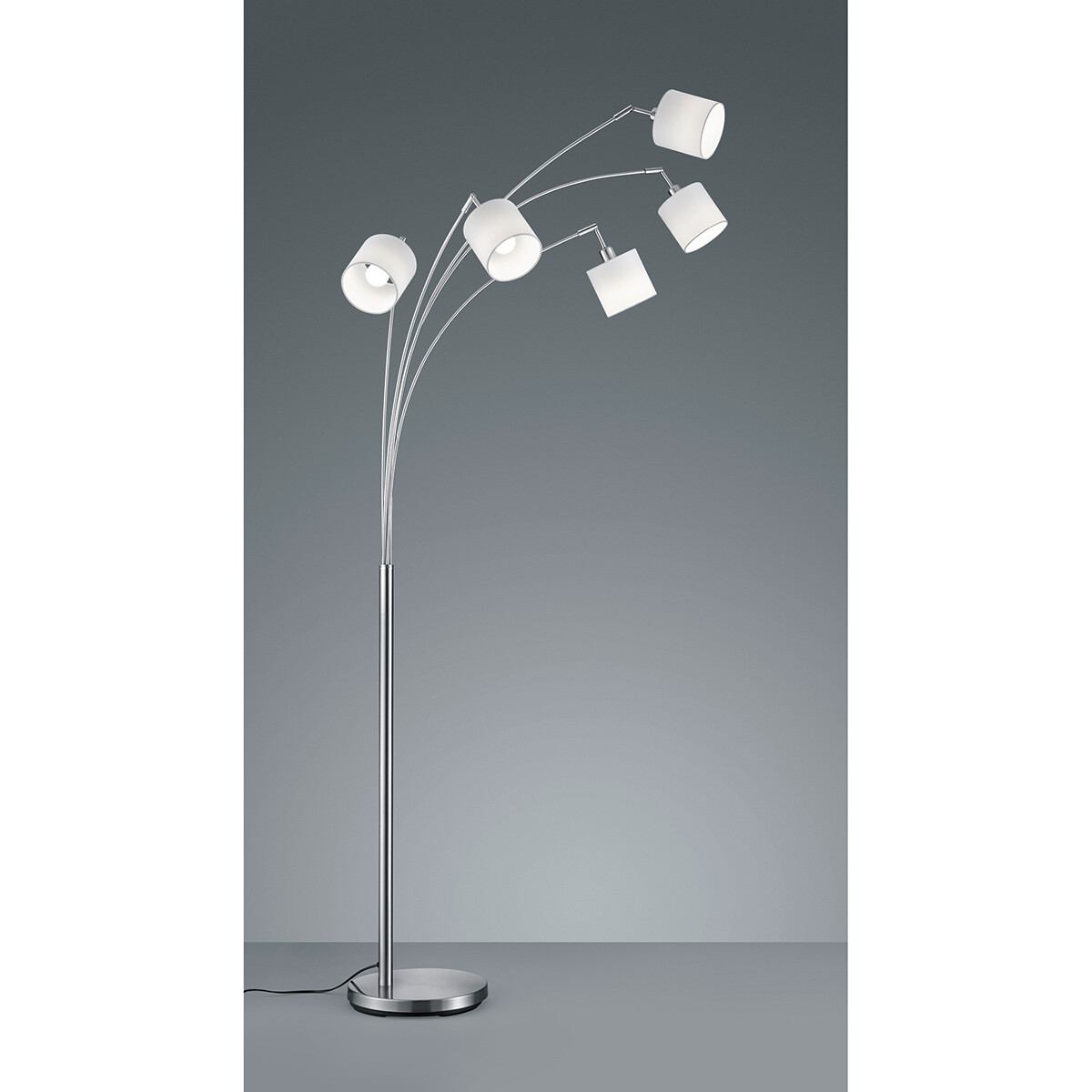 Lampadaire LED - Trion Torry - Douille E14 - 5-lumières - Rond - Mat Nickel - Aluminium - Max. 28W