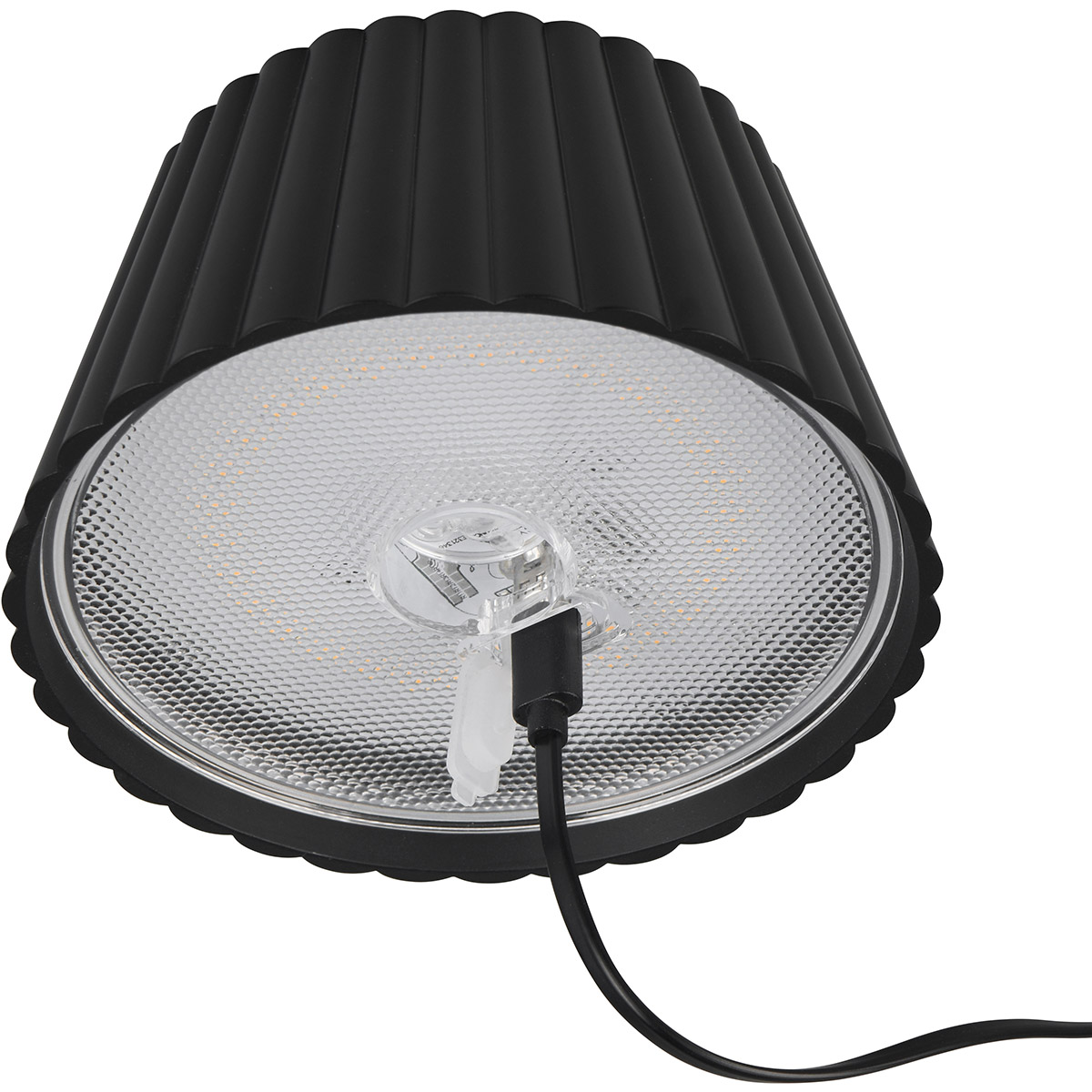 LED Lampadaire - Trion Uraz - 1.5W - Blanc Chaud 3000K - Étanche IP44 - USB Rechargeable - Rond - Noir Mat - Métal