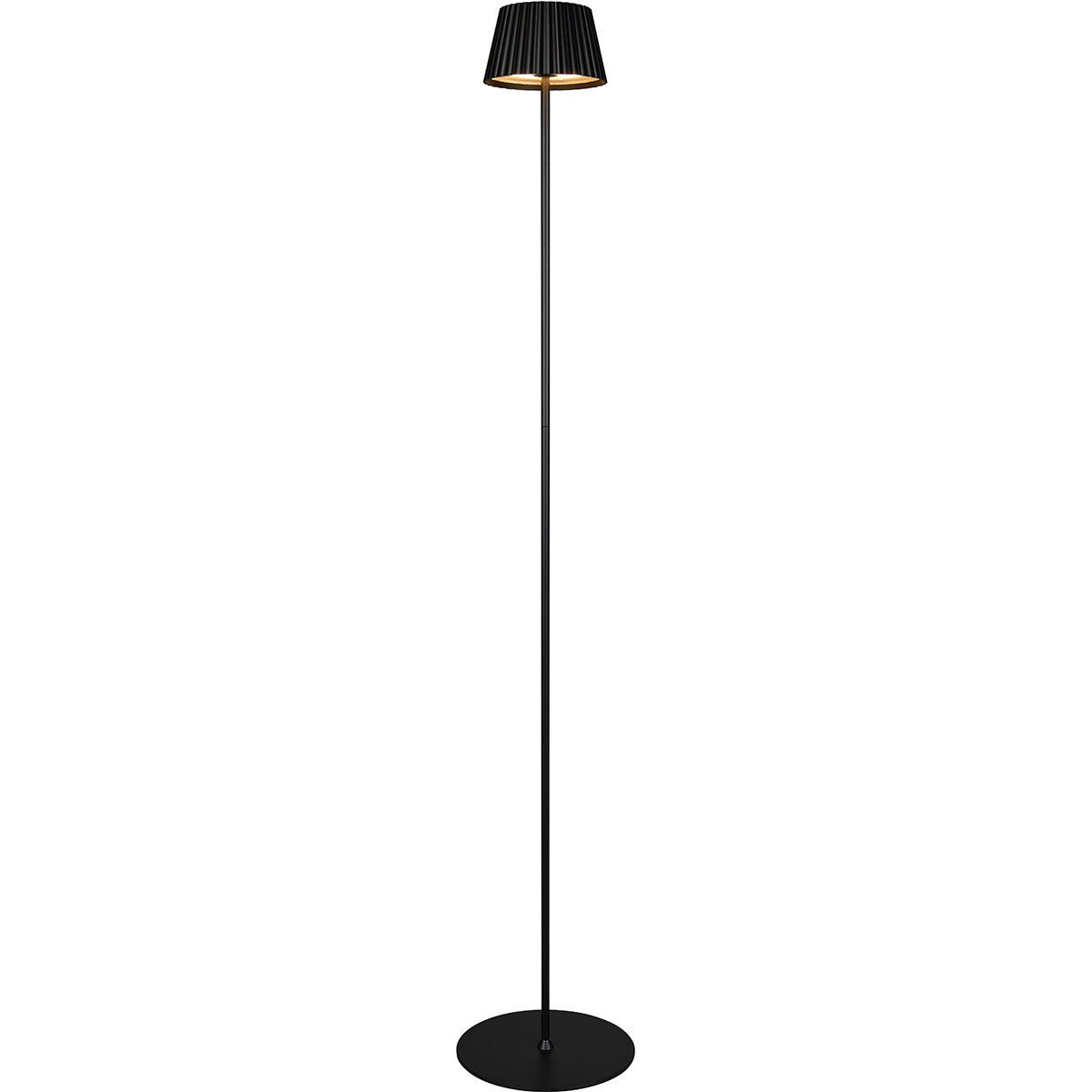 LED Lampadaire - Trion Uraz - 1.5W - Blanc Chaud 3000K - Étanche IP44 - USB Rechargeable - Rond - Noir Mat - Métal