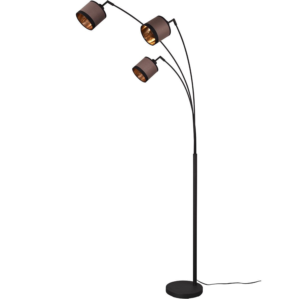 Lampadaire LED - Trion Vamos - Douille E14 - 3-lumières - Rond - Mat Noir - Métal