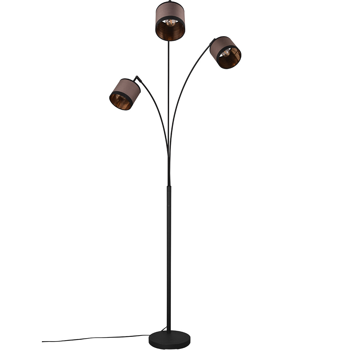 Lampadaire LED - Trion Vamos - Douille E14 - 3-lumières - Rond - Mat Noir - Métal