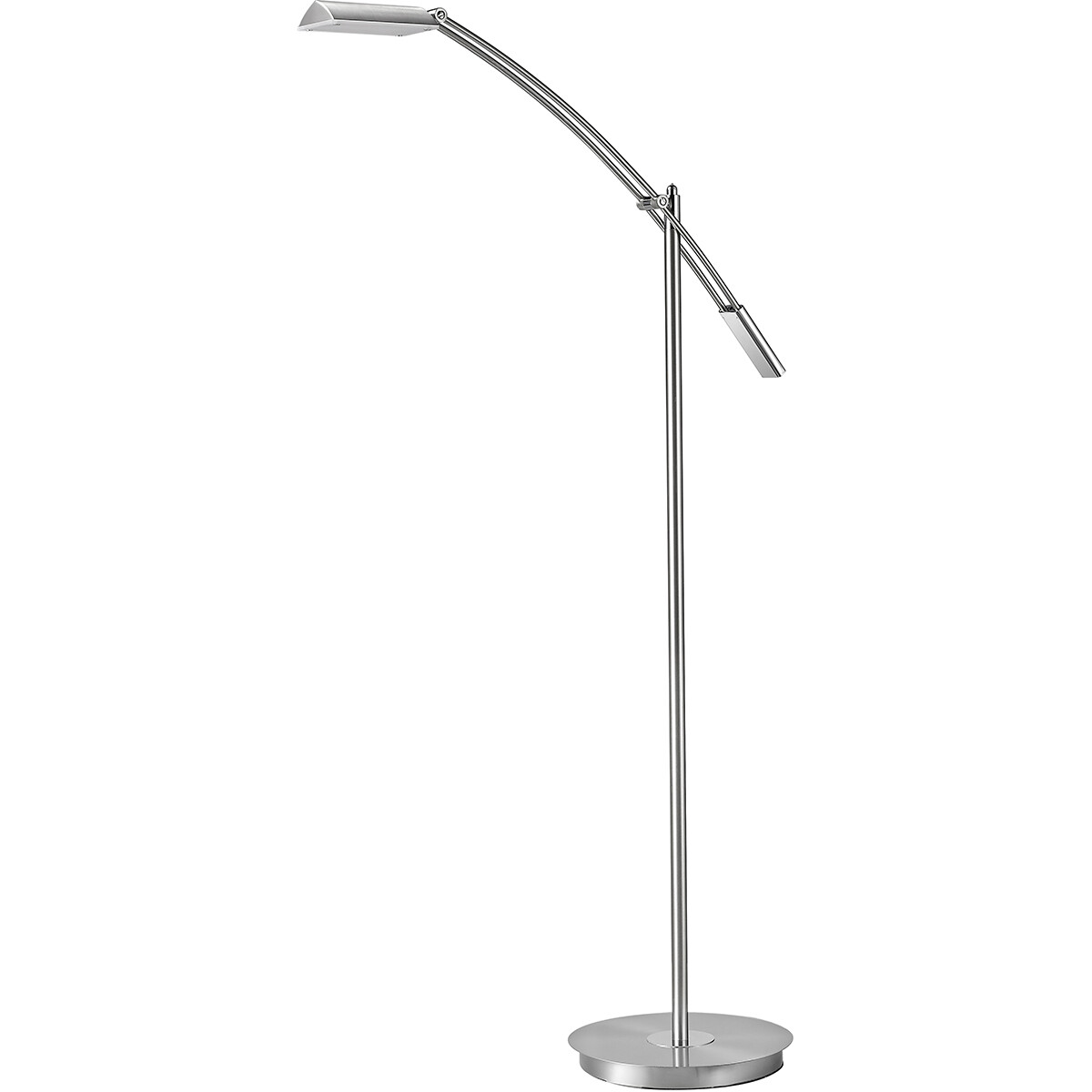 Lampadaire LED - Trion Veroni - 12W - Blanc Chaud 3000K - Dimmable - Rectangle - Mat Nickel - Aluminium