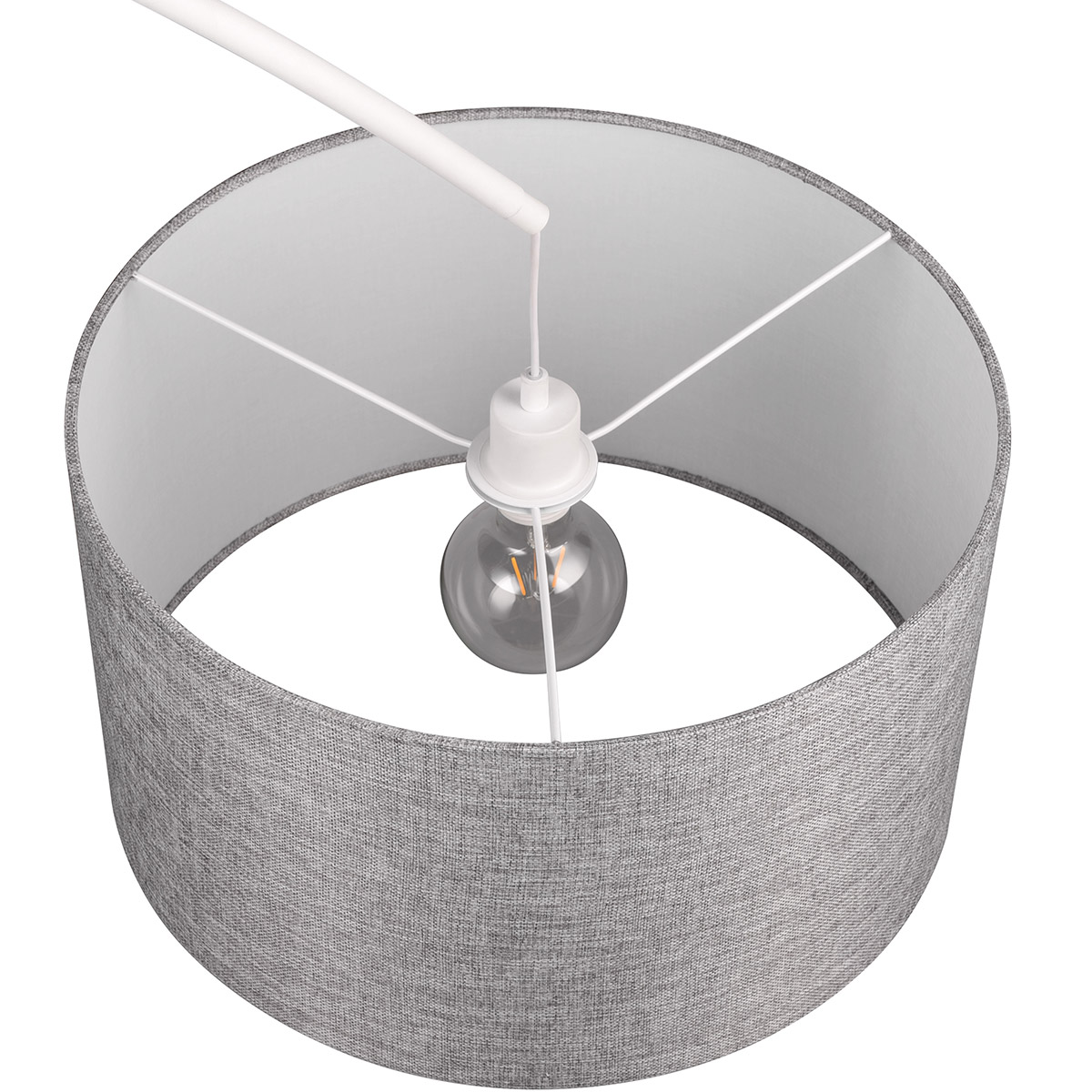 Lampadaire LED - Trion Yavas - Douille E27 - Interrupteur au pied - Rond - Blanc Mat - Métal