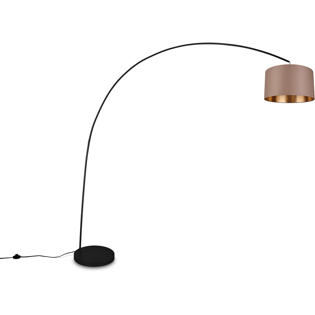 Lampadaire LED - Trion Yavas - Douille E27 - Interrupteur au pied - Rond - Taupe - Métal